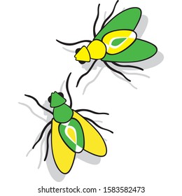 twin flies are working together


