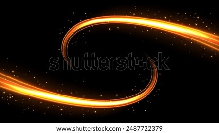 Twin Golden Motion Light Trails, Long Time Exposure Motion Blur Effect, Vector Illustration