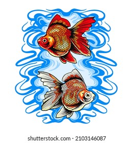 Twin GoldFish Vector Illustration T shirt design