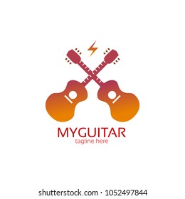 Twin Guitar Logo Icon.  Best for guitar business, concert, publication, advertisement, lesson and course design template. Vector Illustration
