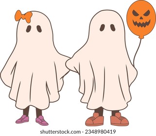 Ilustración del vector fantasma gemelo de Halloween