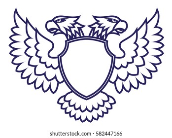 Twin head eagle with a shield emblem