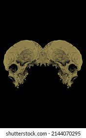 Twin head skull artwork illustration