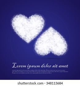 Twin Hearts cluods valentine sentimental blue abstract background. Vector Illustration