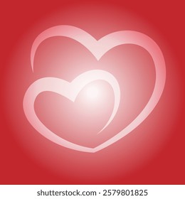 Twin Hearts love valentine wedding red background illustration design