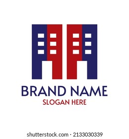 plantilla de logotipo vectorial de construcción de mellizas de altura para construcción de arquitectura casa y empresa de negocios