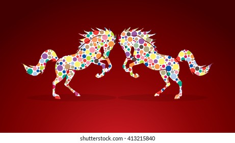 Twin horses designed using colorful halftone graphic vector.
