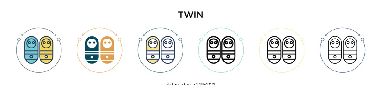 Twin icon in filled, thin line, outline and stroke style. Vector illustration of two colored and black twin vector icons designs can be used for mobile, ui, web