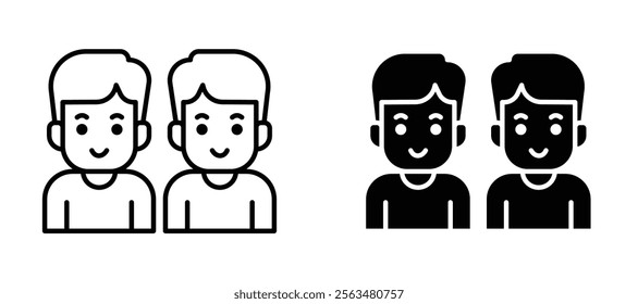 Twin icons in outline and fill. vector illustration for ui.