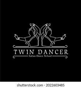 Twin Indian Dancer Logo, Monoline Design