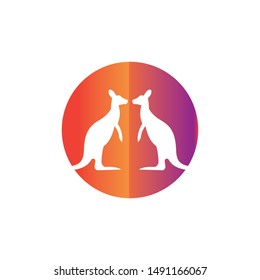 twin kangaroo logo vector  ilustration  template