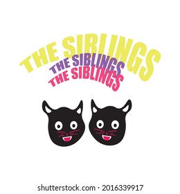 Twin kitten black. Kids clothing and kids fashion. Apparel, logo, icon. 