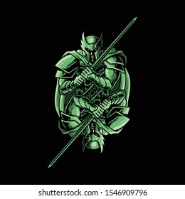 twin knight vector illustration mirror style