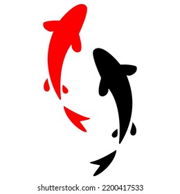 twin koi fish logo. red and black