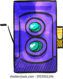 twin lens reflect camera icon in watercolor style