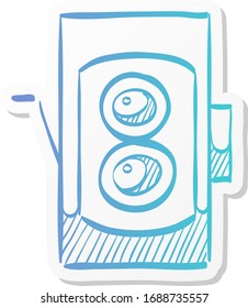 Twin lens reflex camera icon in sticker color style. Vintage retro photography photo mechanical analog film shooting