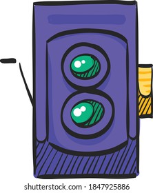 Twin lens reflex camera icon in color drawing. Vintage retro photography photo mechanical analog film shooting