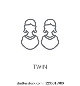 twin linear icon. Modern outline twin logo concept on white background from Family Relations collection. Suitable for use on web apps, mobile apps and print media.