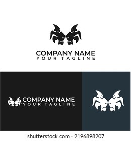 Twin Lion Heraldic Logo Template Vector