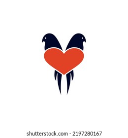 twin love bird logo icon vector graphic design