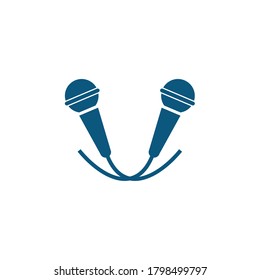 Twin microphone logo design element. Vector illustration