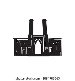 Twin Minaret Madrasa vector illustration.