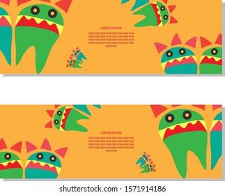 Twin monsters Vector web template banner design. Modern design. Vector illustration