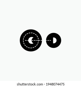 Twin moon in dark circle logo. Space moon star astronomy eclipse abstract sun dark abstrak, vector, symbol, logo, icon, sign, Illustration Minimalist.