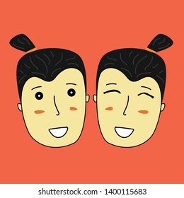 Twin Ninja friendly vector illustration
