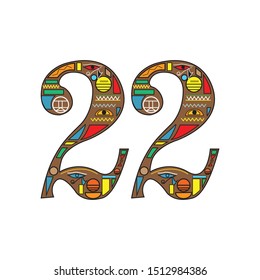 the twin number with ethnic ornaments and symbols