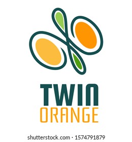 twin orange fruit food logo concept design illustration