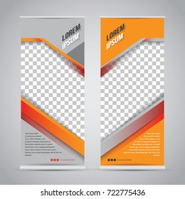 Twin orange roll up banner stand design template