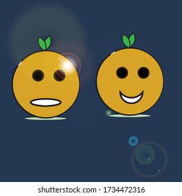twin oranges with different expressions