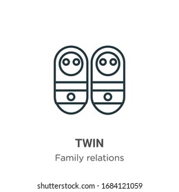 Twin outline vector icon. Thin line black twin icon, flat vector simple element illustration from editable family relations concept isolated stroke on white background