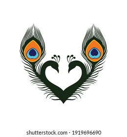 twin peacock love icon vector concept design