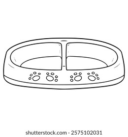 twin pet bowl illustration hand drawn outline vector