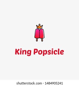 twin popsicle or ice cream with crown for king popsicle logo design inspiration