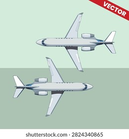 Twin Private Jet Vectors Top View Two Executive Airplanes Flight Formation Corporate Aviation Concept Commercial Fleet Modern Travel Vector Graphic Business Aircraft Illustration Jetliner Air Transport