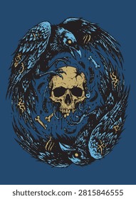 Twin Ravens Guard The Cursed Skull Of Eternity