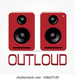 twin red desktop speaker with shadow effect