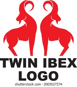 Twin Red Ibex Logo Vector