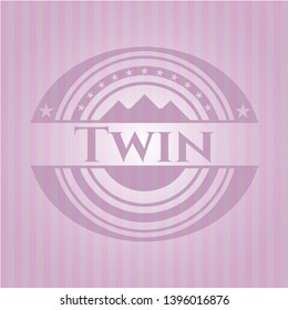 Twin retro pink emblem. Vector Illustration. Detailed.
