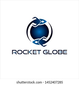 Twin Rocket On The Globe Logo Design