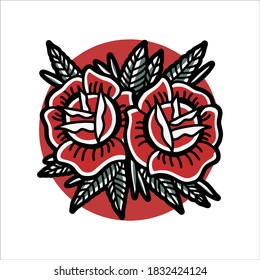 twin rose tattoo vector design