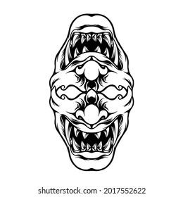 Twin Samurai Mask Japan Silhouette Illustration for your business or merchandise