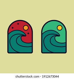 twin of simple wave design for emblem, badge, tee design , logo, and art t-shirt