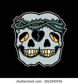 twin skull tattoo vector design