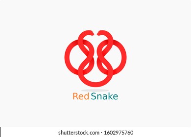 twin snakes vector logo. red snake wrapped around concept