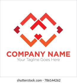 Twin square up arrow vector illustration logo design
