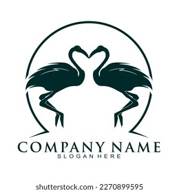 Twin stork illustration vector logo